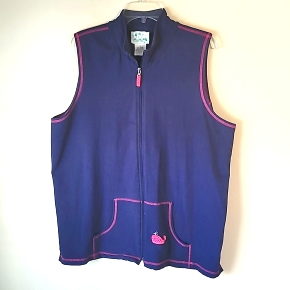 Vintage Quacker Factory Vest Grannycore Grandma Core Zip Rhinestone  Pocket  SZ